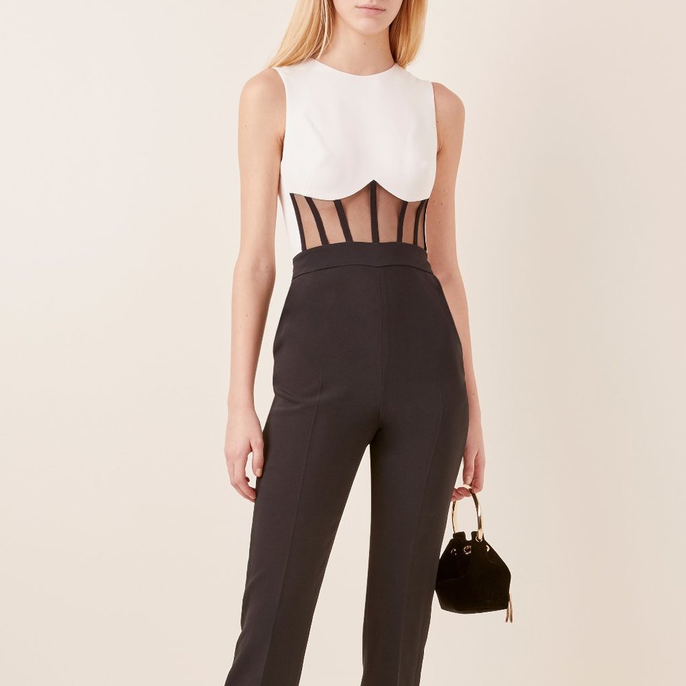 David Koma Corset Waist Tulle-Trimmed Jumpsuit